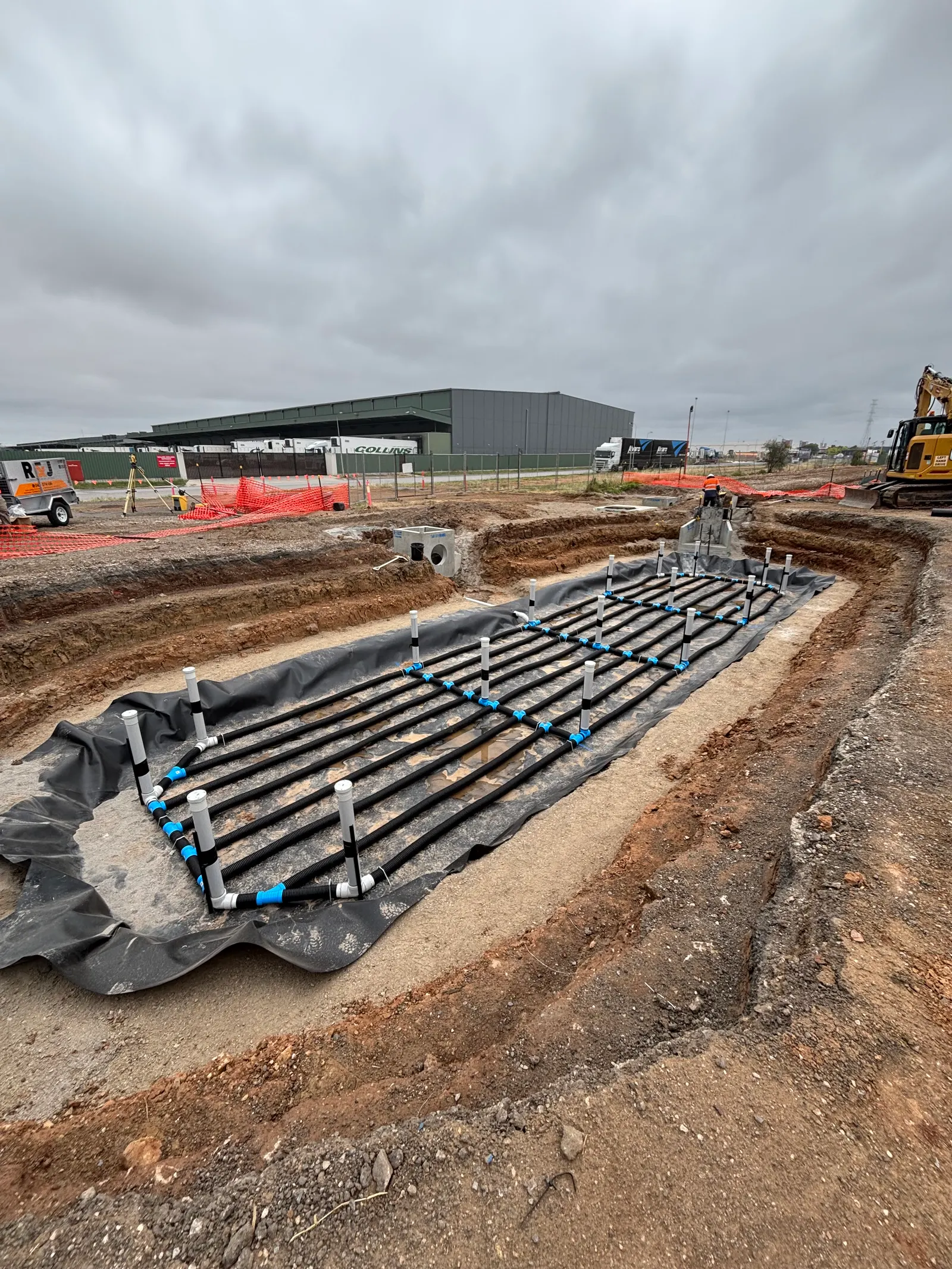Commercial pipework laid out for installation